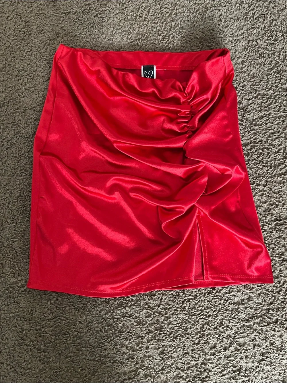 Windsor Red Satin Ruched Pencil Skirt